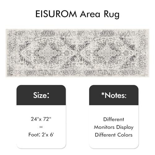 2x6 Washable Runner Rug (Distressed Grey / 2' x 6' (Runner))