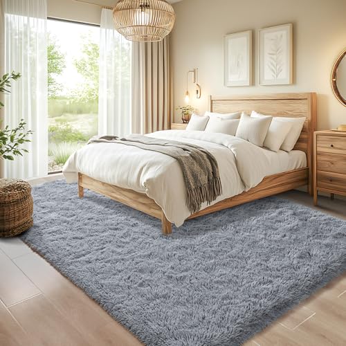 Soft Area Rugs for Bedroom Living Room Plush Fluffy Rug 5x8 (Grey / 5' x 8' (Rectangular))