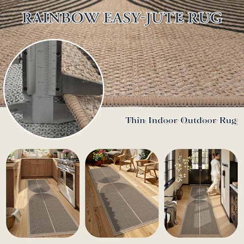 Modern Rainbow 2x8 Runner Rug (2'6" x 8' (Runner) / Nature/Black Rainbow)