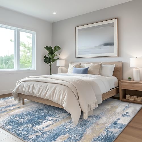 5x7 Area Rugs for Bedroom (Blue Cream / 5' x 7' (Rectangular))