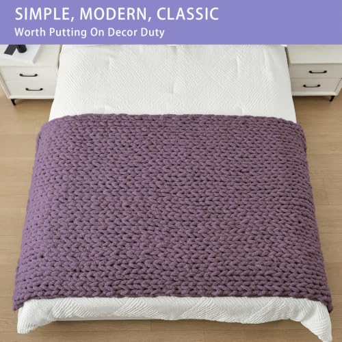 Chunky Knit Throw Blanket for Couch (Winter Grape / 40"x80" (Special Size Throw))
