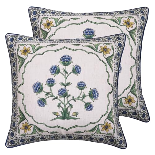 Designer Vintage Linen Throw Pillow Cover (18" x 18" (Pack of 2) / Ivar B)
