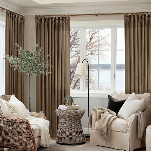 Dutch Cocoa Pinch Pleat Linen Curtains 92 Inches Long 60 Inch Wide 1 Panel (Dutch Cocoa / 60"W x 92"L (Pack of 1))