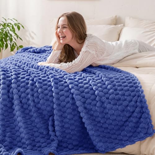 3D Fleece Queen Size Blanket for Bed (Cobalt Blue / Queen ( 90x90 IN ))