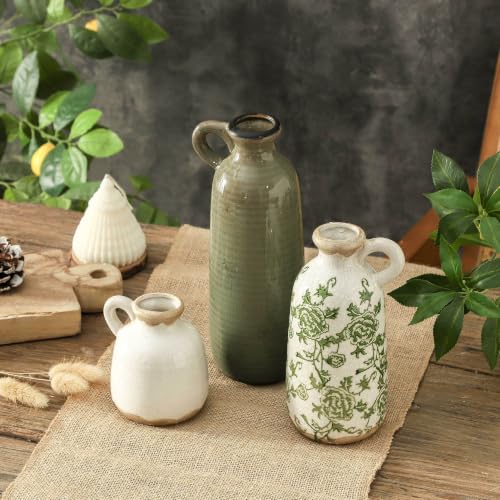 Vintage Vase Set of 3 with Handle (010 - Vintage Green)