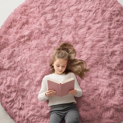 Pale Pink Round Rugs for Bedroom (6 Ft Round / Pale Pink)