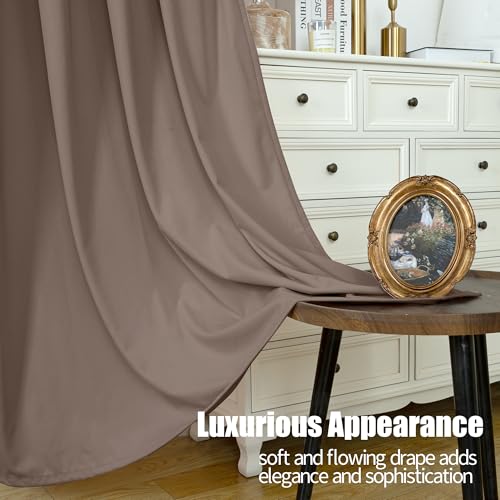 Taupe Velvet Blackout Curtains 80 Inches Long for Living Room with Grommet (Taupe / 52"W x 80"L (Pack of 2))