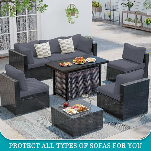 14 Pcs Outdoor Cushion Covers (Jacquard Check Grey / 14PCS)