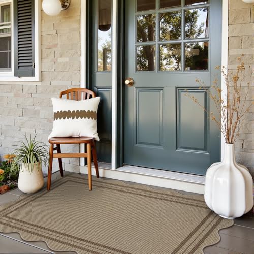 Modern Easy Jute 3x5 Outdoor Patio Rug (3'x5' (Rectangular) / Brown Geometric)