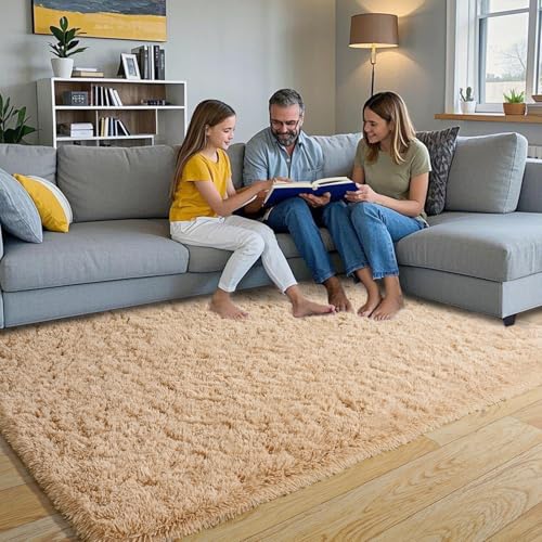 Fluffy Area Rug for Bedroom 4x6 (Camel / 4' x 6' (Rectangular))