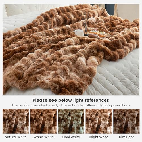Faux Fur Throw Blanket for Couch (Tie-dye Brown / Twin(60" x 80"))