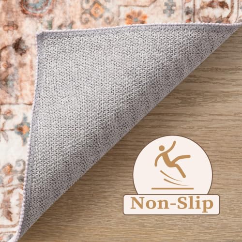 2x3 Washable Non Slip Boho Small Area Rug for Entryway (Vintage Peach/Cream / 2' x 3' (Rectangular))