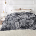 Faux Fur Fluffy Sherpa Fleece King Bed Blanket Grey 108"x90" (01- Tie Dye Grey / King (108" X 90"))