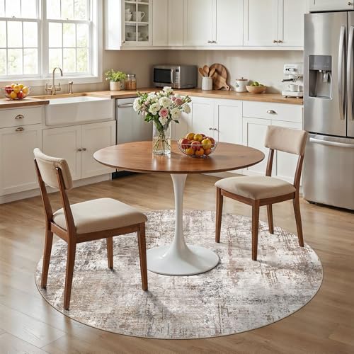 6ft Round Area Rug Living Room Rugs (Brown/Grey/Red / 6' (Round))