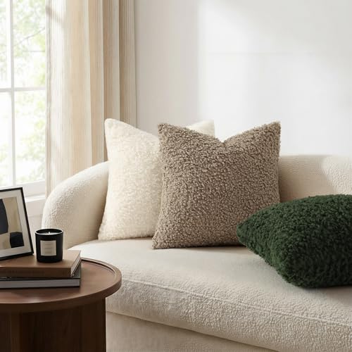 Sherpa Throw Pillow Covers 20x20 Set of 2 Neutral Cream (Cream / 20" x 20" (Pack of 2))
