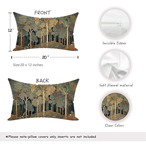 Rustic William Morris Inspired Forest Green Pillow Covers 12x20 Set of 2 (Forest-orange 04 / 20" x 12" (Pack of 1))