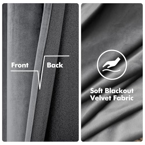 Velvet Curtains Grey 52 x 90 Inch Length Set of 2 (Grey / 52"W x 90"L (Pack of 2))