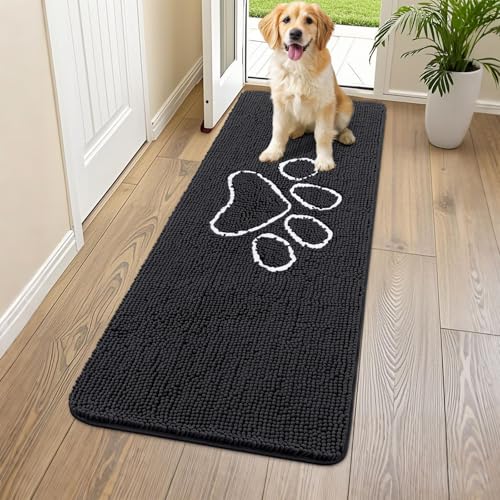 Dog Door Mat for Muddy Paws (59"X24" / Black and White)