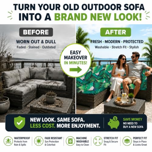 12 Pcs Outdoor Cushion Covers (Green Leaf / 12PCS)