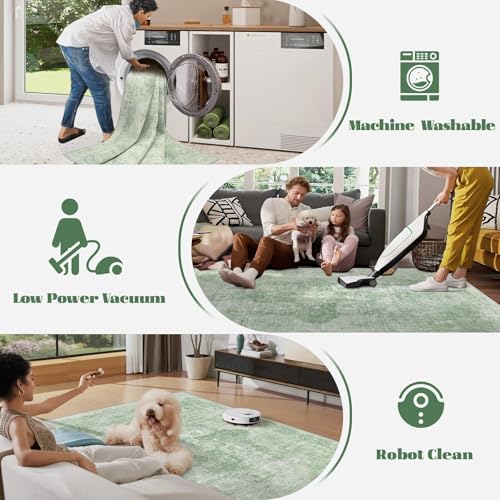 Area Rug 10x14 Washable Rug (Sage Green / 10' x 14' (Rectangular))