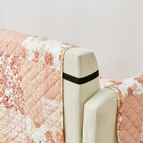 Reversible Patchwork Loveseat Cover (Loveseat / Patchwork - Dusty Rose)