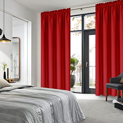 Blackout Curtains for Bedroom Living Room 38 x 72 Inch Long Red (Red / 38"W x 72"L (Pack of 2))