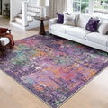 Washable Square 8'x8' Area Rug for Living Room Purple Multi (Purple/Orange/Teal/Green/Red / 8' x 8' (Square))