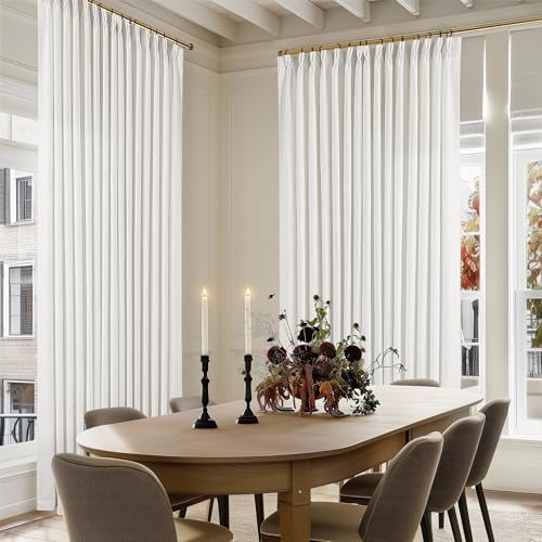 Beige White Pinch Pleated 102 Inch Long Curtains 100 Inch Wide (Beige White / 100"W x 102"L (Pack of 1))