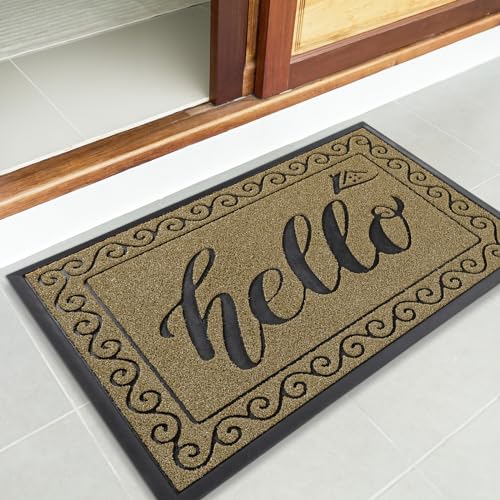 Welcome Mats for Front Door 36x24 (Beige Brown / 36x24 Inch)