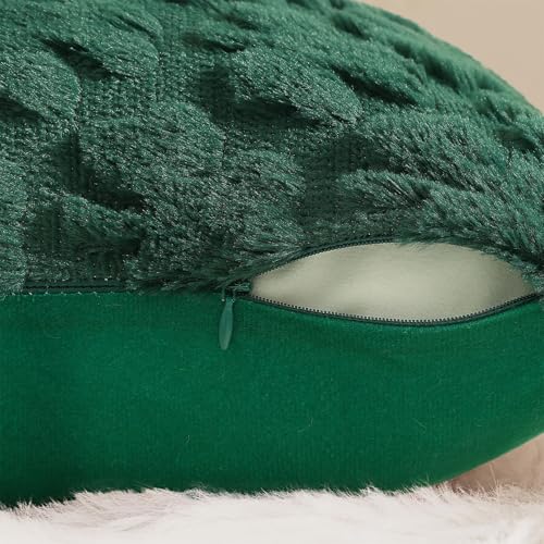 Faux Fur Throw Shamrock Green Pillow Covers 20X20 Set of 2 (20" x 20" (Pack of 2) / Shamrock Green)