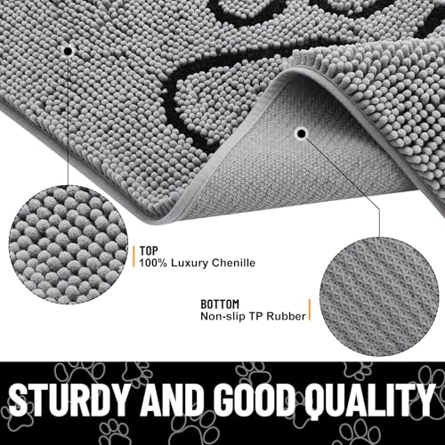 Dog Door Mat for Muddy Paws (44"X32" / Grey and Black)