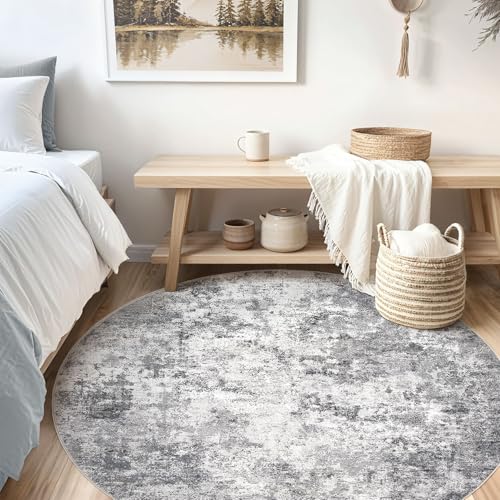 8ft Round Area Rug Living Room Rugs (Grey / 8' (Round))