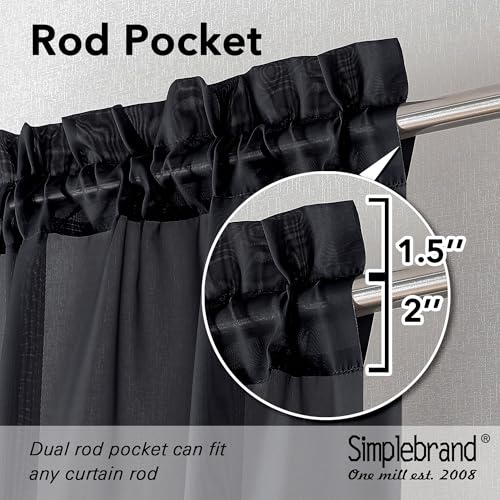 Black Sheer Curtains 108 Inches Long (Black / 59"W x 108"L (Pack of 2))