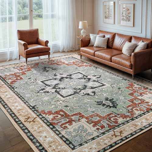 8x10 Area Rugs for Living Room and Bedroom (Beige Orange / 8' x 10' (Rectangular))