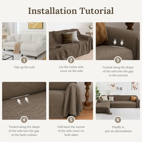 2 Piece Sectional Couch Cover for L Shape Sofa Taupe XXL (Taupe / XX-Large)