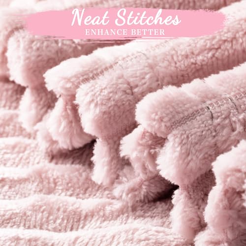 12 Pcs Flannel Blankets Bulk (Light Pink)