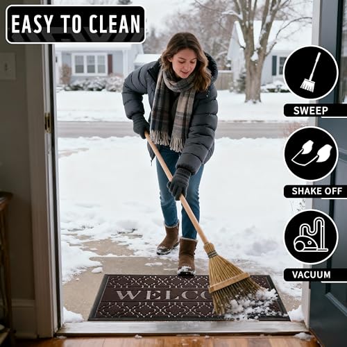 Welcome Mat Outdoor Indoor (60x36 Inch / Brown)