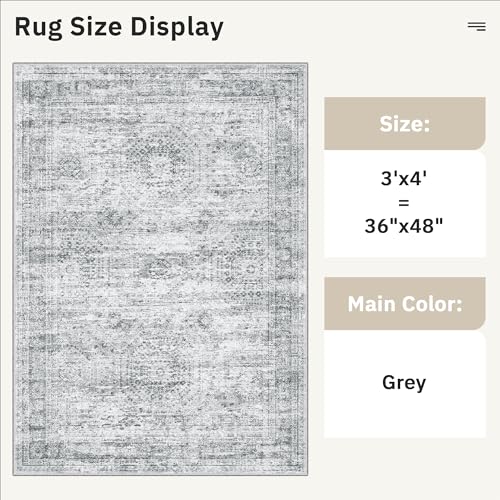 3x4 Rugs Non Slip (Grey / 3' x 4' (Rectangular))