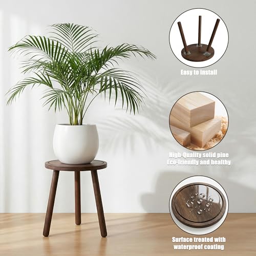 Wood Plant Stands Indoor (Dark Brown)