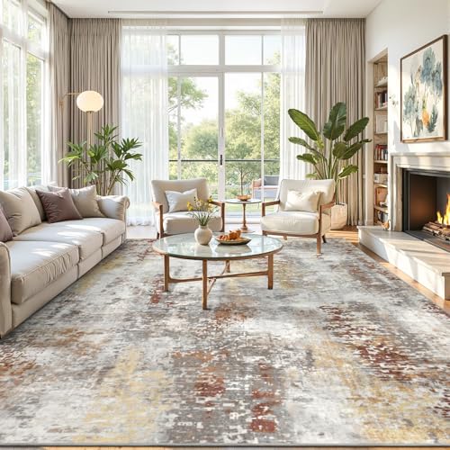 Washable 7x10 Area Rug with Non (Taupe Grey Brown / 7' x 10' (Rectangular))
