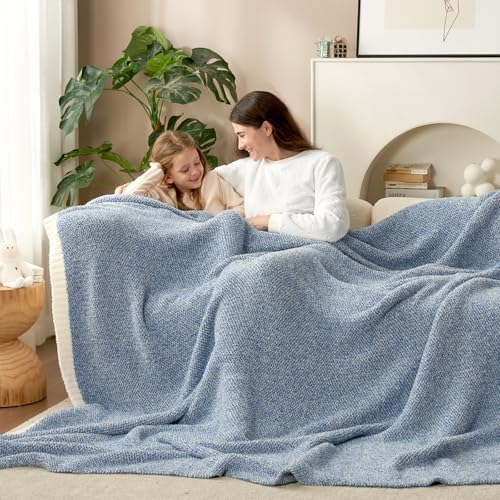 Blue Bedding Blanket Twin Size for Bed and Sofa (Heather Blue / Twin (60"x80"))