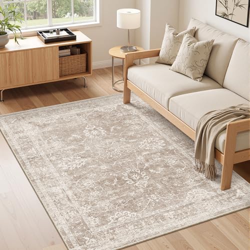 Washable Area Rug 4x6 for Living Room (Brown/Sand / 4' x 6' (Rectangular))