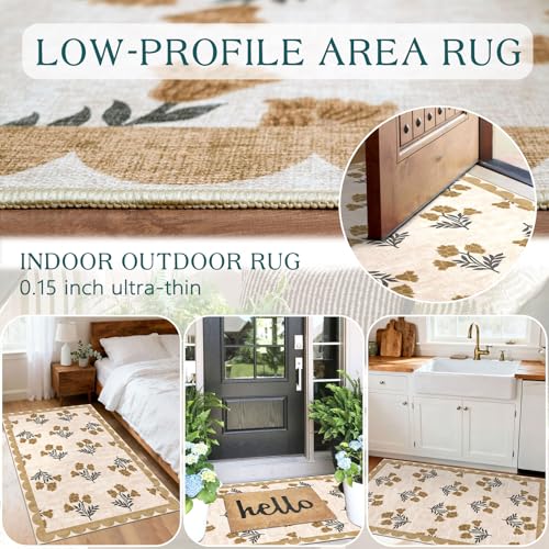 Floral Outdoor Rug (Flower - Beige / 2'4" x 3'7" (Rectangular))