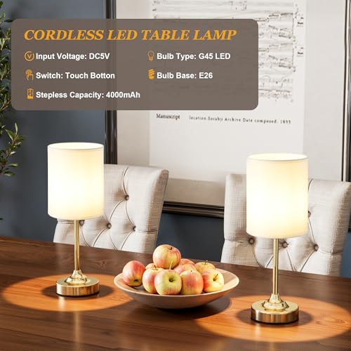 Rechargeable Table Lamp (White - Gold)