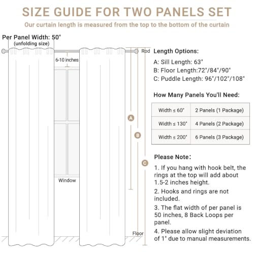 Linen Textured Total Blackout Curtains for Bedroom 80 Inches Long (Burl | Oatmeal / 50"W x 80"L (Pack of 2))