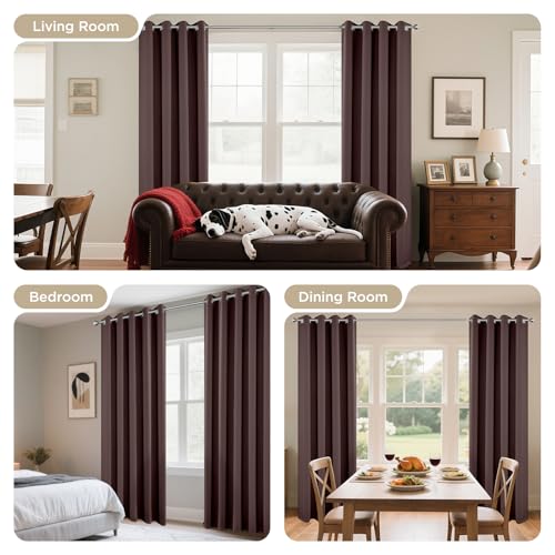 Blackout Curtains 108 Inches Long 1 Panel (Chocolate / 70"W x 108"L (Pack of 1))