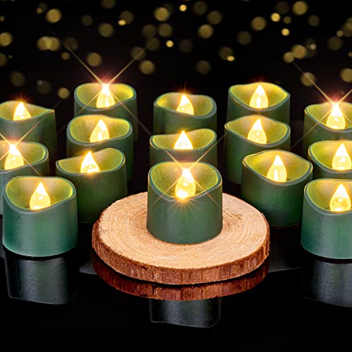 12 Pack Green Flameless Battery Tea Light Candles (Green / Pack of 24)