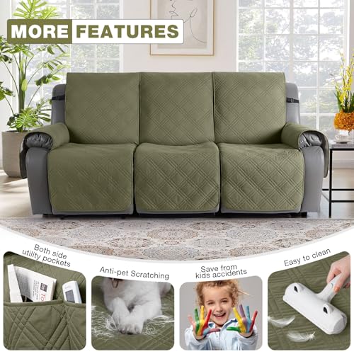 100% Waterproof Recliner Sofa Cover (Green / 3 Seater Standard)