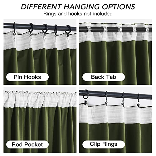 Green Velvet Blackout Curtains 96 inches for Bedroom Living Room (Olive Green / 52"W x 96"L (Pack of 2))