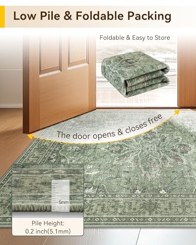 Washable Area Rug (Green/Dark Green/Gray / 10' x 14' (Rectangular))